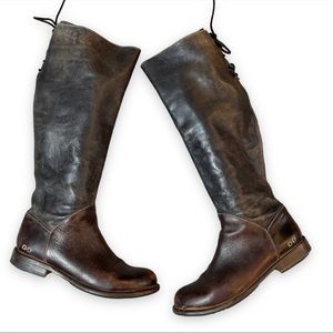 Bed Stu Women's Brown Black Leather Manchester Knee High Riding Boots size 10